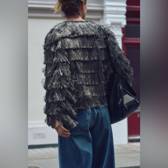 ZARA 8741/499/808/030/295 Bloggers Fav Fringed Metallic Thread Jacket - Picture 3 of 9
